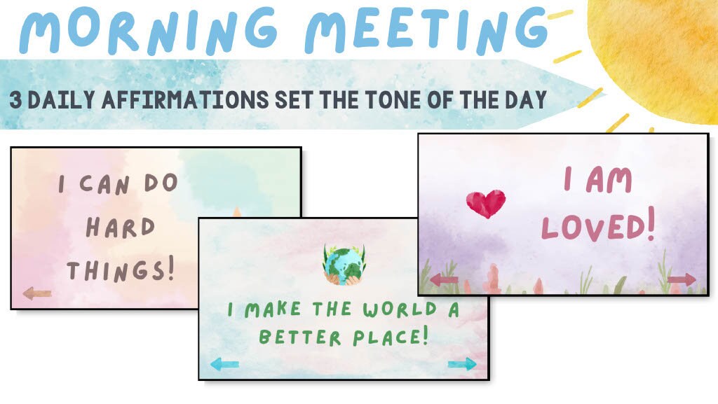 Morning Meeting Editable Google Slides | Watercolor-themed | for ...