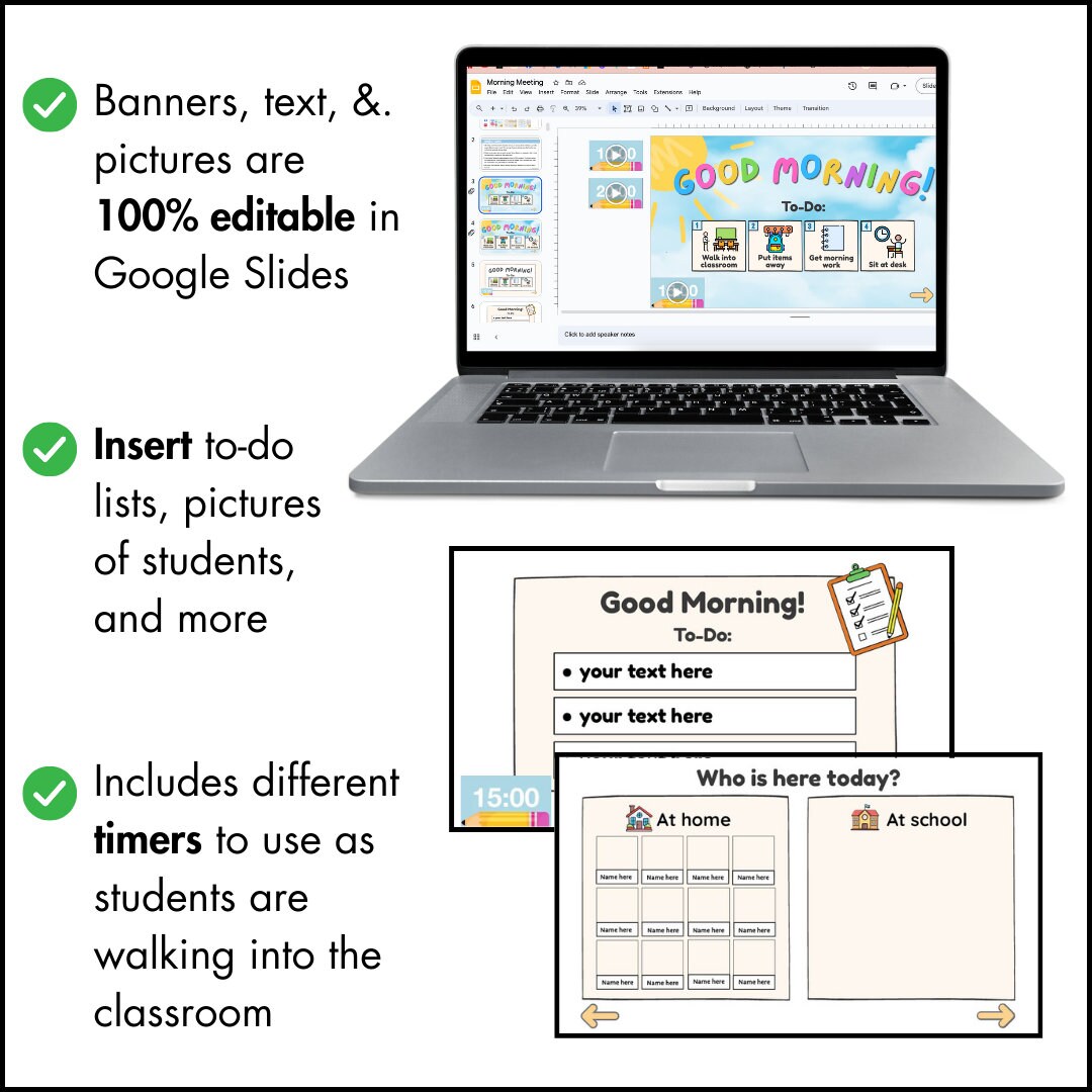 Special Education Morning Meeting: Editable Google Slides (calendar ...