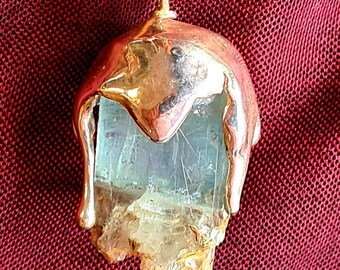 Creación de arte Colgante de cristal aguamarina y plata de primera ley "Let It Go".