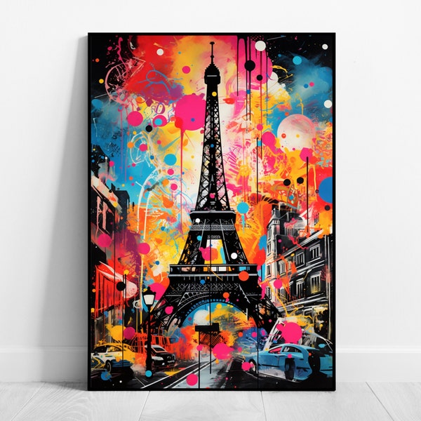 Impressions de la Tour Eiffel La peinture abstraite de Paris entrelace la ville et l'art | Art français | Ambiance urbaine | Peinture sur les toits de Paris
