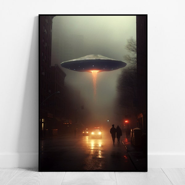 Sci-Fi Poster UFO Poster Mystery Poster Fantasy Wandkunst NYC Wandbild Science-Fiction Alien Poster Dark Wall Art