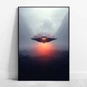 Sci-Fi Poster UFO Poster Mystery Poster Fantasy Wandkunst Weltraum Wandbild Science-Fiction Poster Alien Wall Art