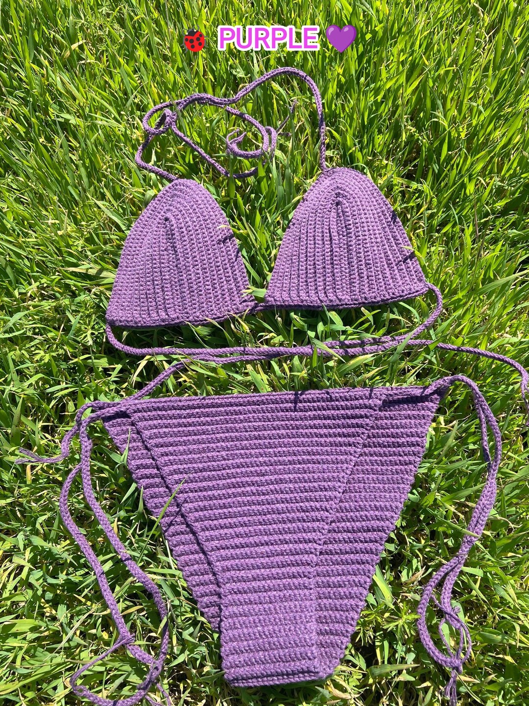 Crochet Knitted Bikini Set Swimwear Beach Outfit Swimming Etsy