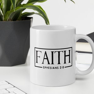 Faith Coffee Mug Gift for Christians, Scripture Coffee Cup Present for Bible Study Leaders, Minister Gift