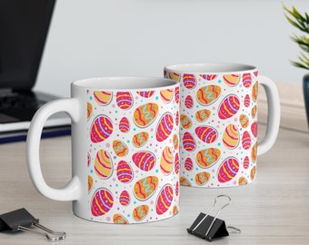 Happy Easter Eggs Coffee Cup, Easter Mug Gift for Her, College Student Gift, Colorful Coffee Mug for Easter, 11oz or 15 oz Cups