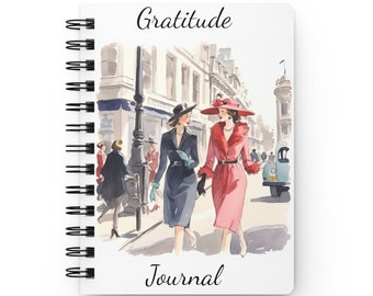 Gratitude Journal, Paris Themed, Spiral-Bound Journal, Self-Care Journal, Reflective Writing, Gift for Her, Self-Reflection, Personal Growth