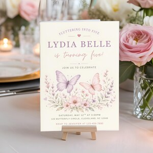 Butterfly Girl Birthday Invitation Template | Editable Canva Party Invite | Fluttering Into Any Age | Watercolor Digital Download