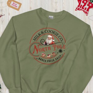 North Pole Santa Milk and Cookies Sweatshirt, Christmas Shirt, Holiday Shirt, Santa Shirt, Christmas Pullover, Christmas Sweatshirt