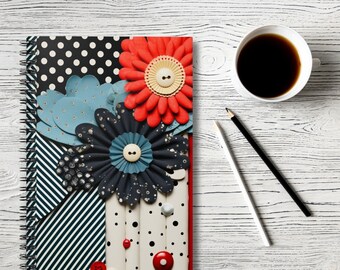 Polka Dot Notebook, Stripes Notebook, Paisley, houndstooth notebook, Spiral Notebook