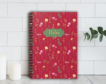 Floral Journal Notebook for Teacher Appreciation, Mother's Day Gift, Birthday Gift, Wildflowers Spiral Notebook - Ruled Line