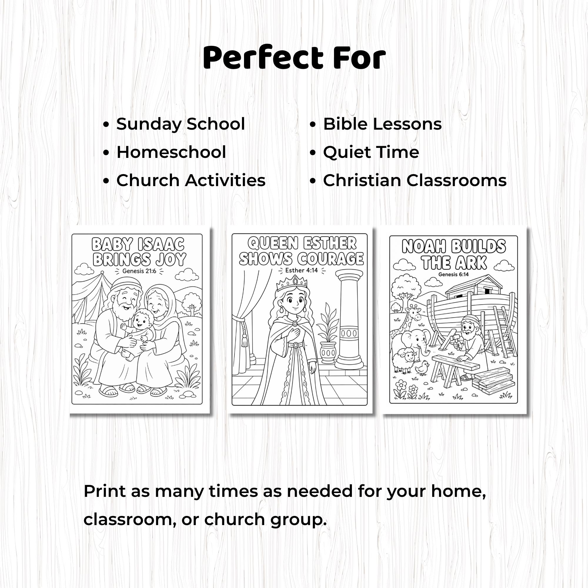 Bible Coloring Pages for Kids, 50 Printable Christian Coloring Sheets ...