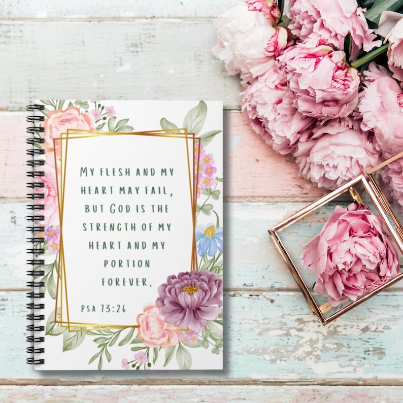 Floral Bible Verse Spiral Notebook, Christian Gift for Her, Bible Study ...
