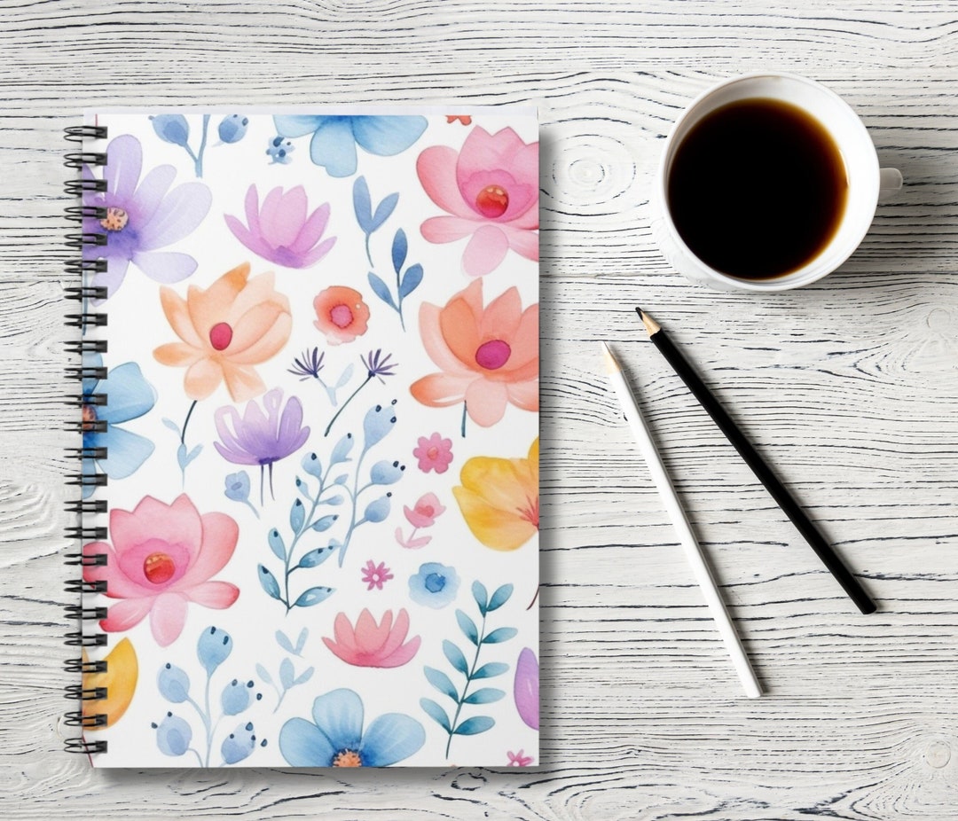 Watercolor Notebook, Floral Notebook , Pastel Notebook, Spiral Notebook ...