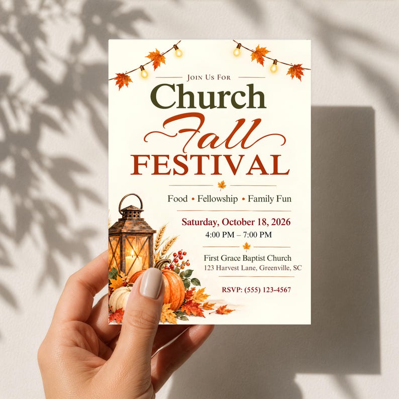 Church Fall Festival Invitation, Editable Canva Template, Harvest ...