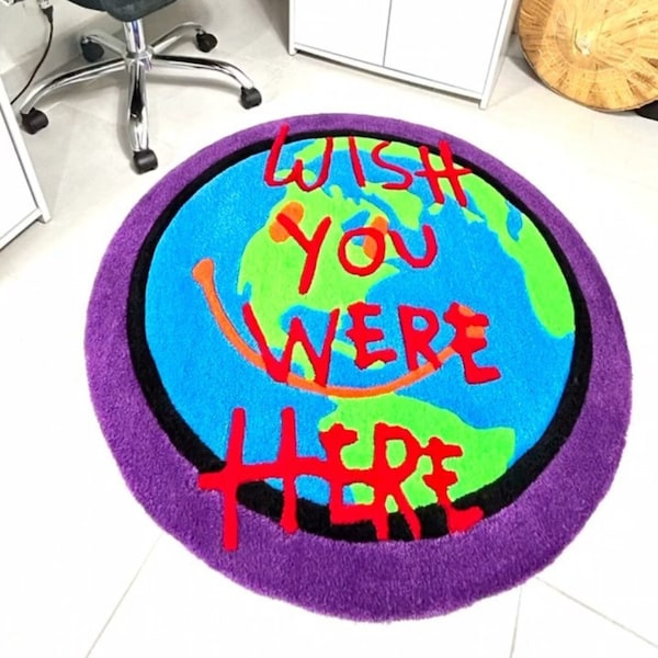 Travis Scott Tufted Rug - Astroworld Rug, Wish You Were Here Tufted Rug, Custom Modern Carpet, Tuft Rug for Bedroom Aesthetic, Birthday Gift