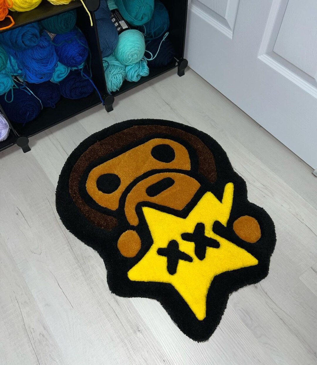 Baby Milo Tufted Rug Bape Custom Rugs, Gift for Bape Lover, Hand Tufted Kaws Rug, Anime Rugs