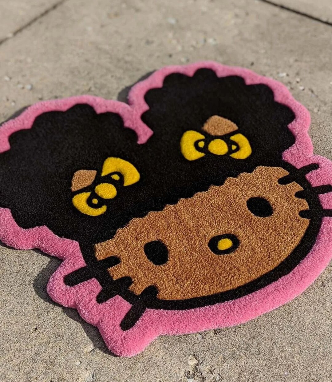 Hello Afro Kitty Tufted Rug Custom Fluffy Kids Carpet Etsy