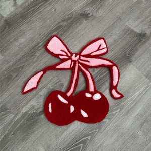 Cherry Bow Tuft Rug Trendy Pink Rug, Funky Home Decor, Unique Rug for ...