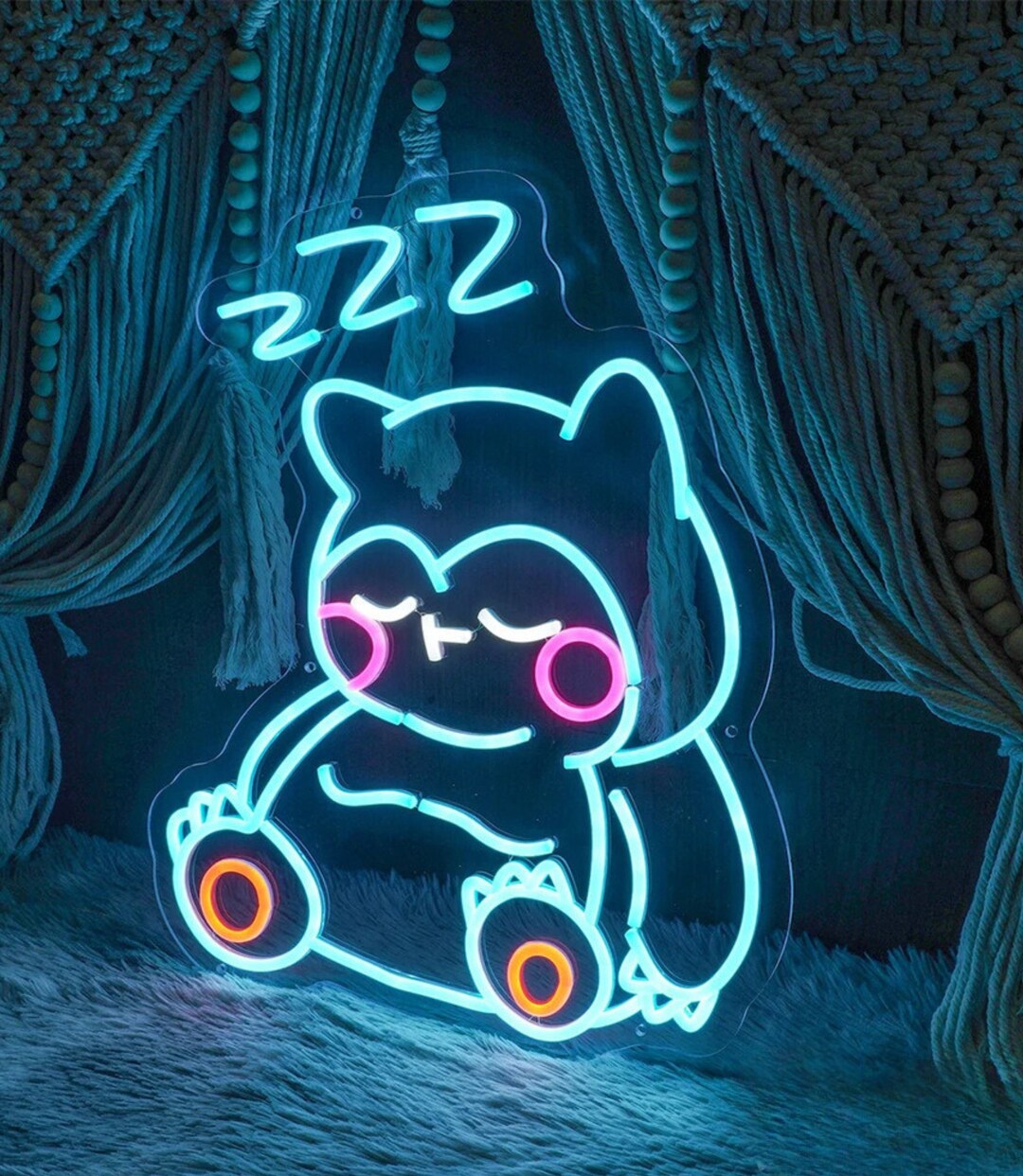 Snorlax Neon Sign Custom Anime Led Neon, Anime Wall Art Decor, Cartoon