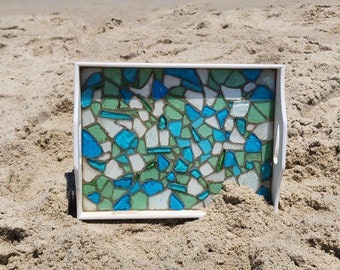 Sea Glass Serving Tray - Green, Light Blue & White