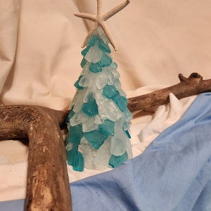 Sea Glass Tree with Lights - Green and White 9&quot;