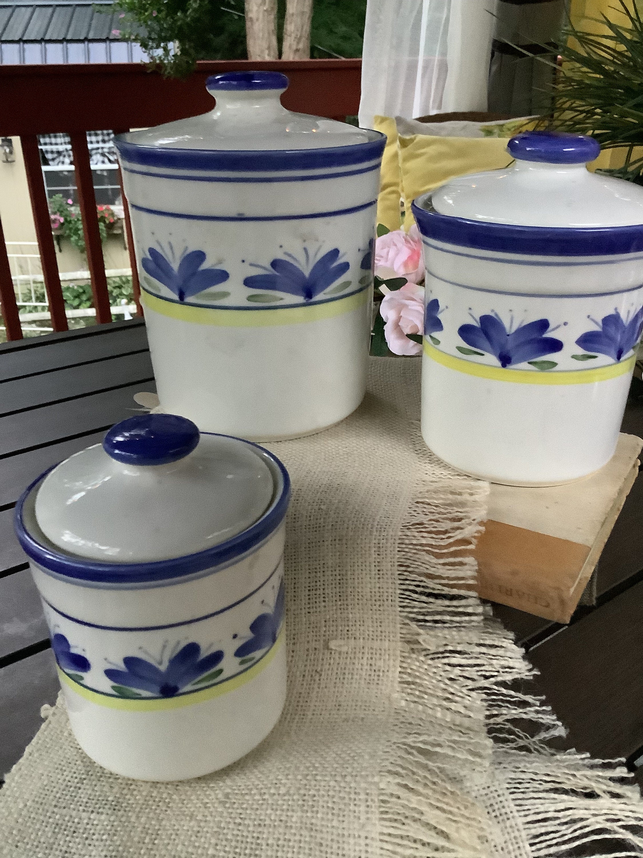 Three Piece Canister Set W/lids Tuscany by M. Ward/dishware Etsy