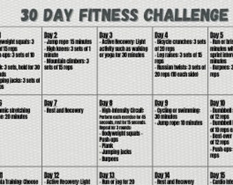 30 Tage Fitness Challenge mit Workouts
