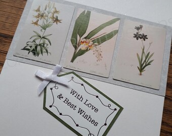 Printed flower plant illustration Birthday card With Love & Best Wishes for friends, family, Mum, Dad, him, her, Grandparent, horticulturist