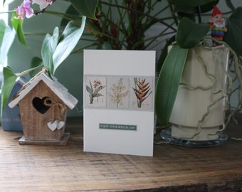 Handmade plant cards, Enjoy Your Special Day botanical Birthday greetings for friends, family, Mum, Dad, Nan, Gran, Grandad, Aunty, Uncle!