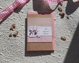 Chic Handmade New Baby Card Birth Girl Boy embellished with cute beads, sequins and pearl card. Parents Grandparents Mum Dad Daughter Son