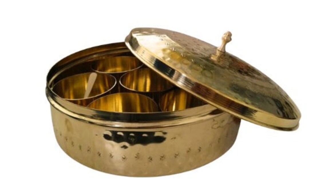 Brass Kitchen Masala Box Spices Storage Jars Personalized Etsy