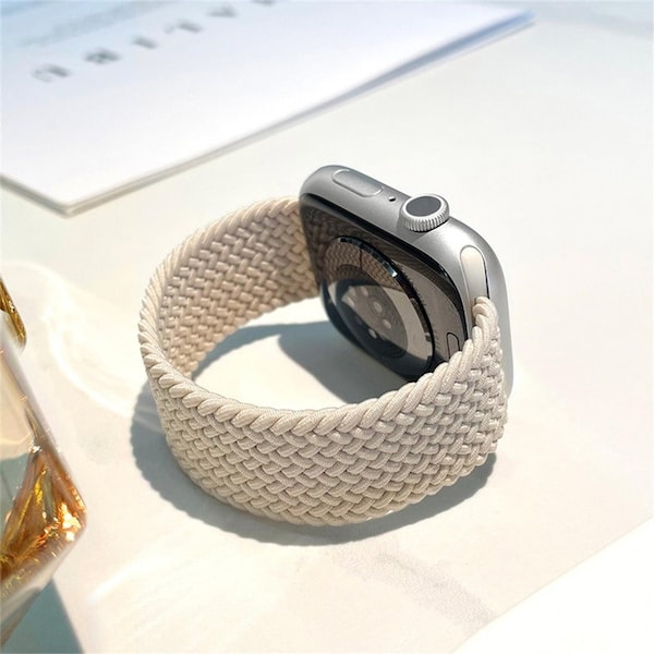 Braided Nylon Elastic Band for Apple Watch Series 9/8/7/6/5/4/3/SE/Ultra 2 iWatch Strap 38 40 41 42 44 45 49mm Sport Watch Strap Watch Charm