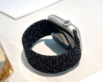 Bracelet élastique en nylon tressé pour Apple Watch séries 9/8/7/6/5/4/3/SE/Ultra 2 Bracelet iWatch 38 40 41 42 44 45 Bracelet de montre sport 49 mm Charm de montre