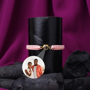 Personalized Braided Rope Photo Projection Bracelet, Hidden Picture Bracelet for Men, Custom Photo Jewelry Gift for Couple or Family