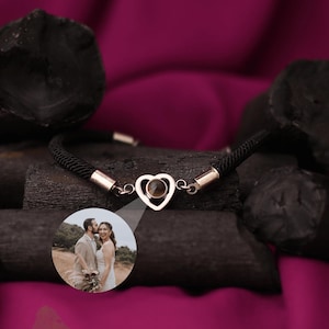 Heart Photo Bracelet, Custom Projection Bracelet, Personalized Picture Bracelet for Women, Memorial Jewelry for Her Him, Friend Wedding Gift