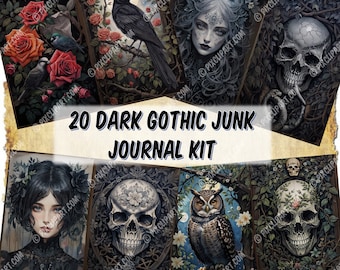 Enchanted Gothic Junk Journal Kit - 20 Dark Printable Pages Mystic Junk Journal Printable Paper, Digital Collage Sheet