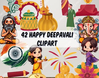 Happy Diwali Deepavali PNG Clipart Set Radiate Festive Brilliance with High-Quality Diwali Design Elements