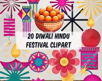 Diwali Hindu Festival Flat Modern Elements Transparent PNG Set Illustration