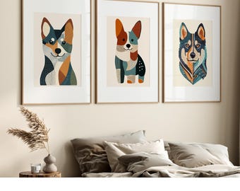 Minimalist Dog Print Set: Scandinavian Boho Wall Art (Digital Download)