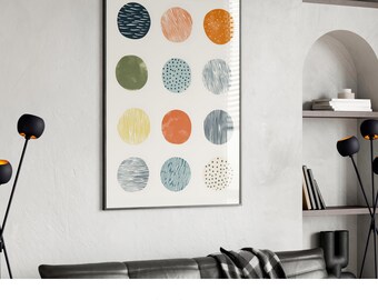 Abstract Circle Art Print: Geometric Earth Tones (Digital Download)