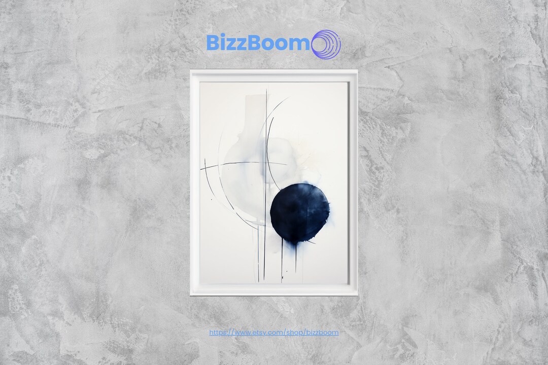 Abstract Navy Blue Geomtric Wall Art Minimalist Wall Decor Navy Blue