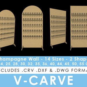 Champagner Wand Vorlagen für VCarve - DXF und CRV Formate - CNC Vorlage - Einfache Montage