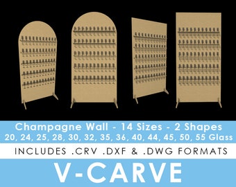 Champagne Wall Templates for VCarve - DXF, DWG and CRV Formats - Simple Assembly