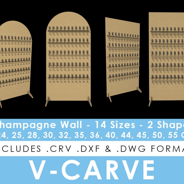 Champagne Wall Templates for VCarve - DXF, DWG and CRV Formats - Simple Assembly