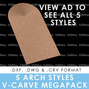 VCarve Arch Megapack - 5 stili - 72x36 - Sfondo evento scanalato ondulato CNC, CRV, DWG