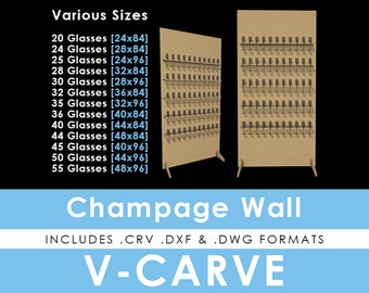 13 Sizes - Rectangular Champagne Wall Templates for VCarve - DXF, DWG and CRV Formats - Simple Assembly