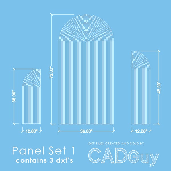 72in x 60in Breite Dekorative Geriffelte Kulisse Panel Event - DXF-Dateien - 3 Panels - Set 1