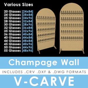 13 Größen - gewölbte Champagner-Wandschablonen für VCarve - DXF- und CRV-Formate - CNC-Schablone - Einfache Montage