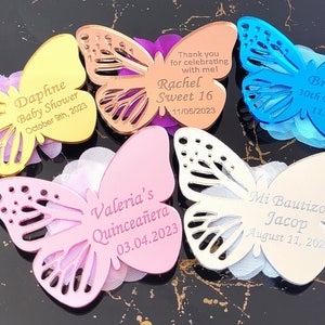 Custom Sweet 16 Birthday Favor, Acrylic Butterfly Magnet, Personalized Party Favor, Sweet Sixteen, Birthday Favor for Girl, Mis Quince Favor