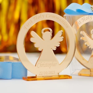 Custom Angel Favor: Mirrored Plexiglass, Baptism, Communion, Christening